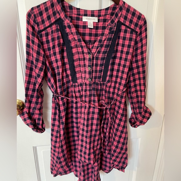 Small Maternity Plaid Long-sleeve Shirt - Picture 1 of 2
